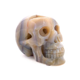 Agate Geode Skull Carving With Druze Pocket