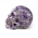 A++ Chevron Amethyst 7" Skull Carving