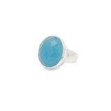 Rose Faceted Aquamarine Ring Bezel Set in Wide Band