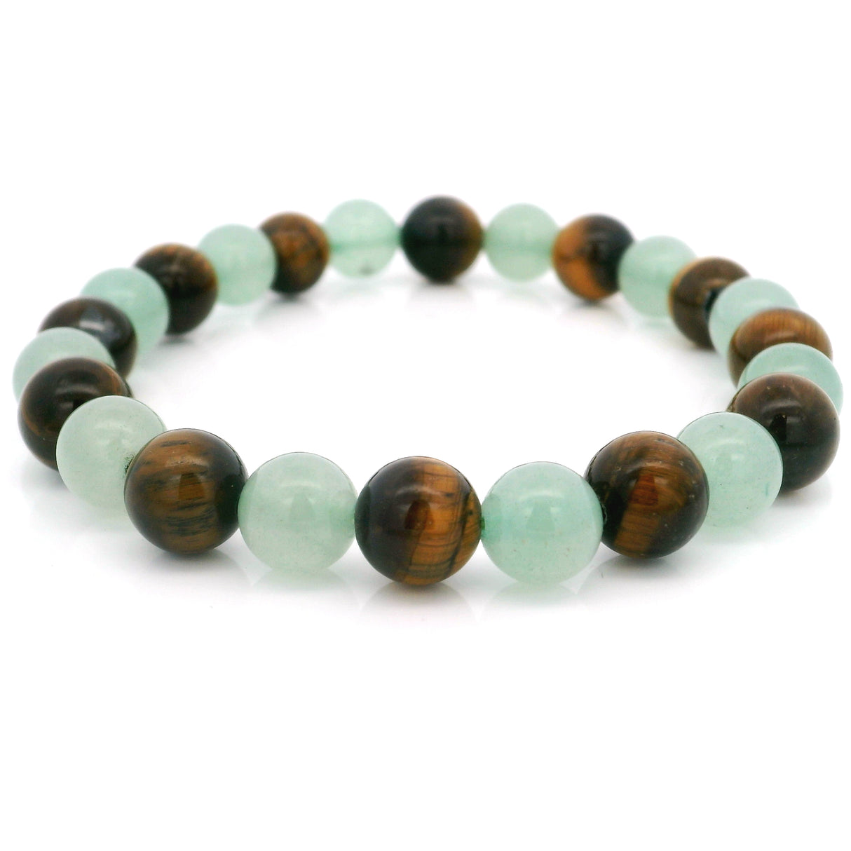 Aventurine & Tigers Eye Beaded Bracelet - 8mm Round
