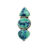 Azurite Malachite Multi Cabochon Ring Set in Rope Design Band