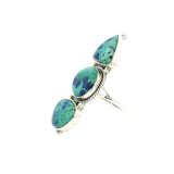Azurite Malachite Multi Cabochon Ring Set in Rope Design Band
