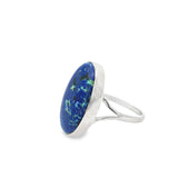 Azurite Malachite Cabochon Ring - Bezel Set in Simplicity Open Band