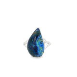 Azurite Malachite Cabochon Ring - Bezel Set in Simplicity Open Band