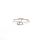 Rainbow Moonstone Ring - Triple Round Cabochons Prong Set in Simple Sterling Silver sz10