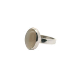 Gray Moonstone Ring - Classic Oval Cabochon Bezel Set in Simple 925 Sterling Silver sz8