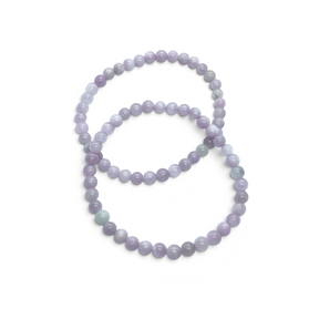 Rare Earth Gallery 5mm round kunzite beaded bracelet with soft lavender gemstone beads on a white background