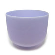 Amethyst gem-infused quartz singing bowl in frosted lavender, 10-inch, front view on white