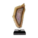 Agate Slice - Amethyst with Green & Brown Accents on Wooden Screw Stand