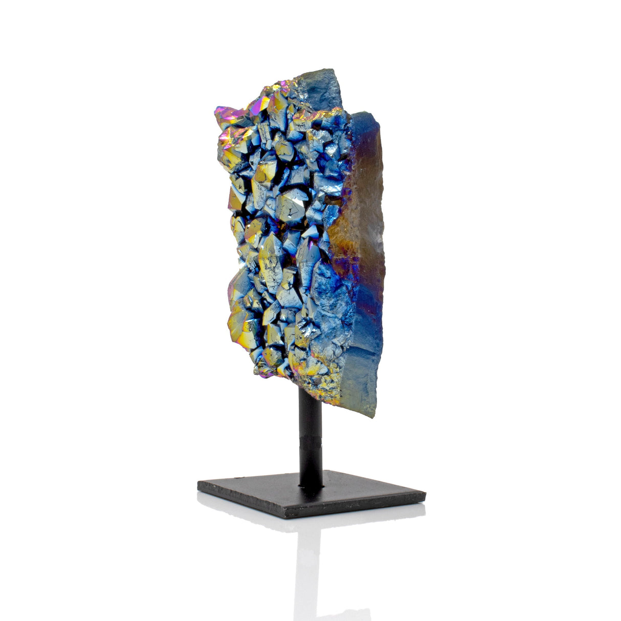 Rainbow Aura Coated Crystal Cluster on a Post Stand