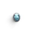 Rare Earth Gallery oval larimar cabochon ring with white crystal pave halo set in 925 sterling silver