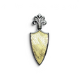 Rare Earth Gallery Muonionalusta meteorite shield pendant with gold plating and fleur de lis in sterling silver