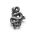 Rare Earth Gallery sterling silver snake ring featuring a detailed coiled serpent design with textured scales.