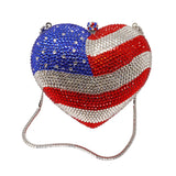 American Flag Crystal Jewel Purse with Chain
