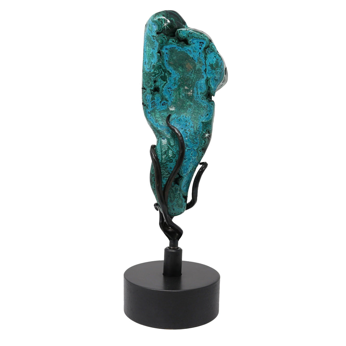 Chrysocolla Malachite Polished Freeform on Custom Spinner Stand