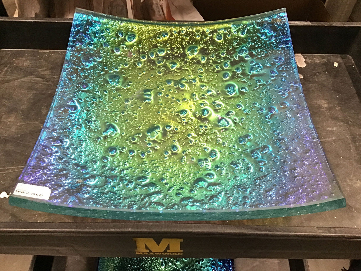 Dichroic Glass Table Top Vessel - Square Clear