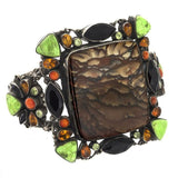 Leo Feeney Picture Jasper Cuff Bracelet - Clouds with Onyx, Green Turquoise, Citrine, Peridot & Spiny Oyster
