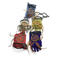Rare Earth Gallery faux leather pouches in assorted colors featuring dream catcher designs with feathers and beads.