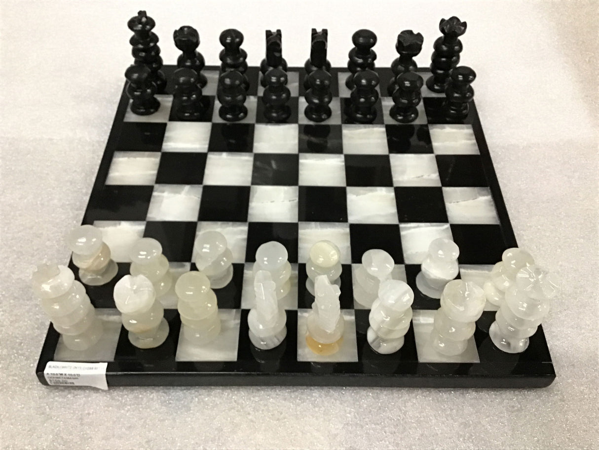 Hand Carved Mexican Onyx Stone Chess Set - Medium 10.5"