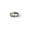 Rare Earth Gallery 6mm tungsten ring featuring a brushed grey center with polished yellow gold plated edges