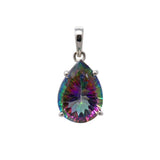 Mystic Topaz Pendant - Faceted Pear with Cutout Raised Bezel - Prong Set