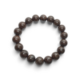 Rare Earth Gallery chondrite meteorite beaded bracelet featuring polished 10 mm round dark brown stone beads
