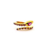 Nano Stone Ring - Gold Snake with Pink Nano Stones in Gold Vermeil over 925 Sterling Silver sz7