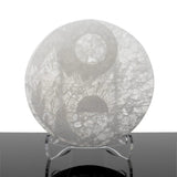 Engraved Selenite Disc - Yin Yang with Mountain & Sun from Morocco