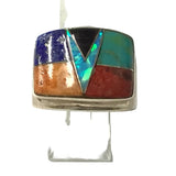 Multicolor Wide Micro Inlay Band Ring With V Opal Size 8.5