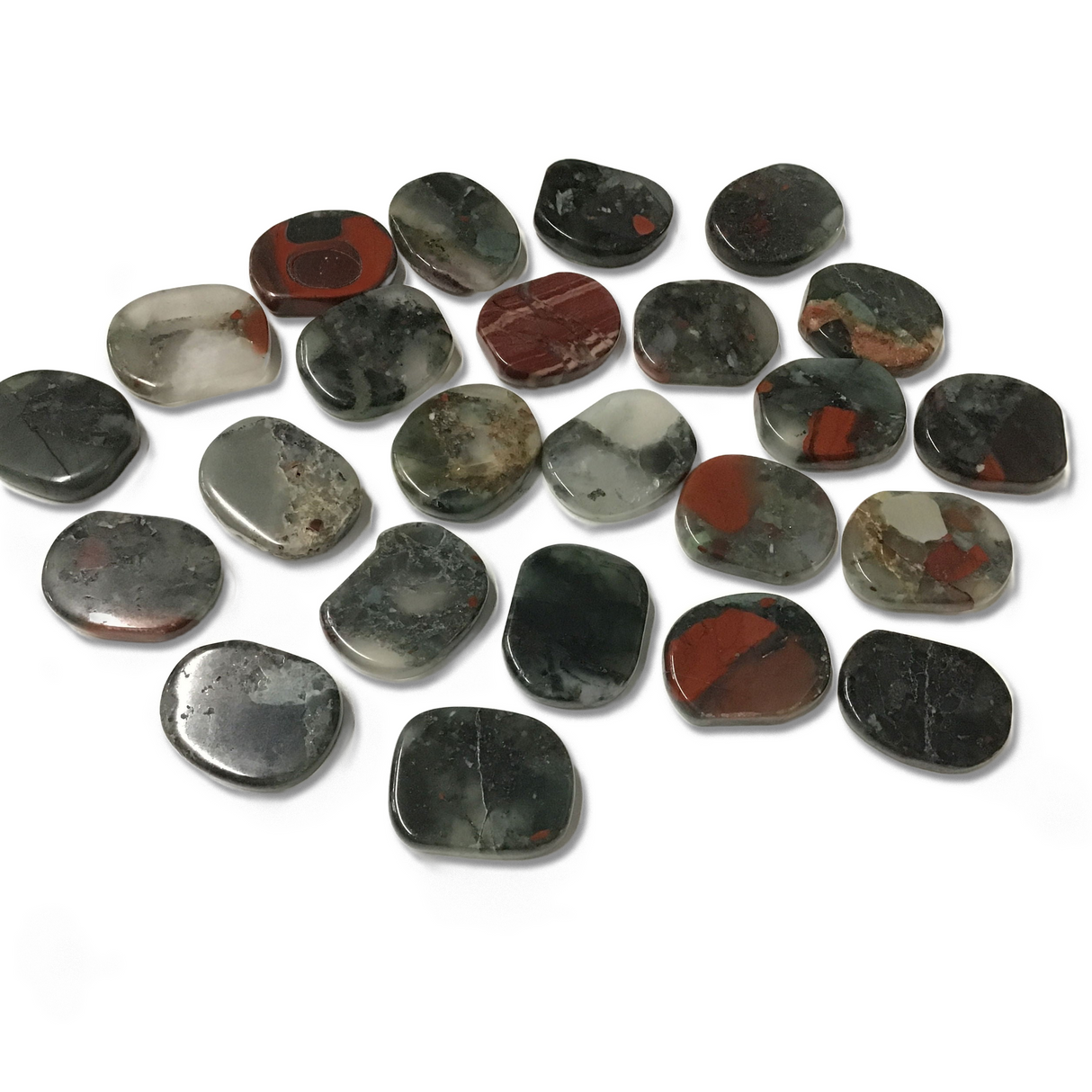 Bloodstone Worry Stone (Flat Stone) - Sold In Singles