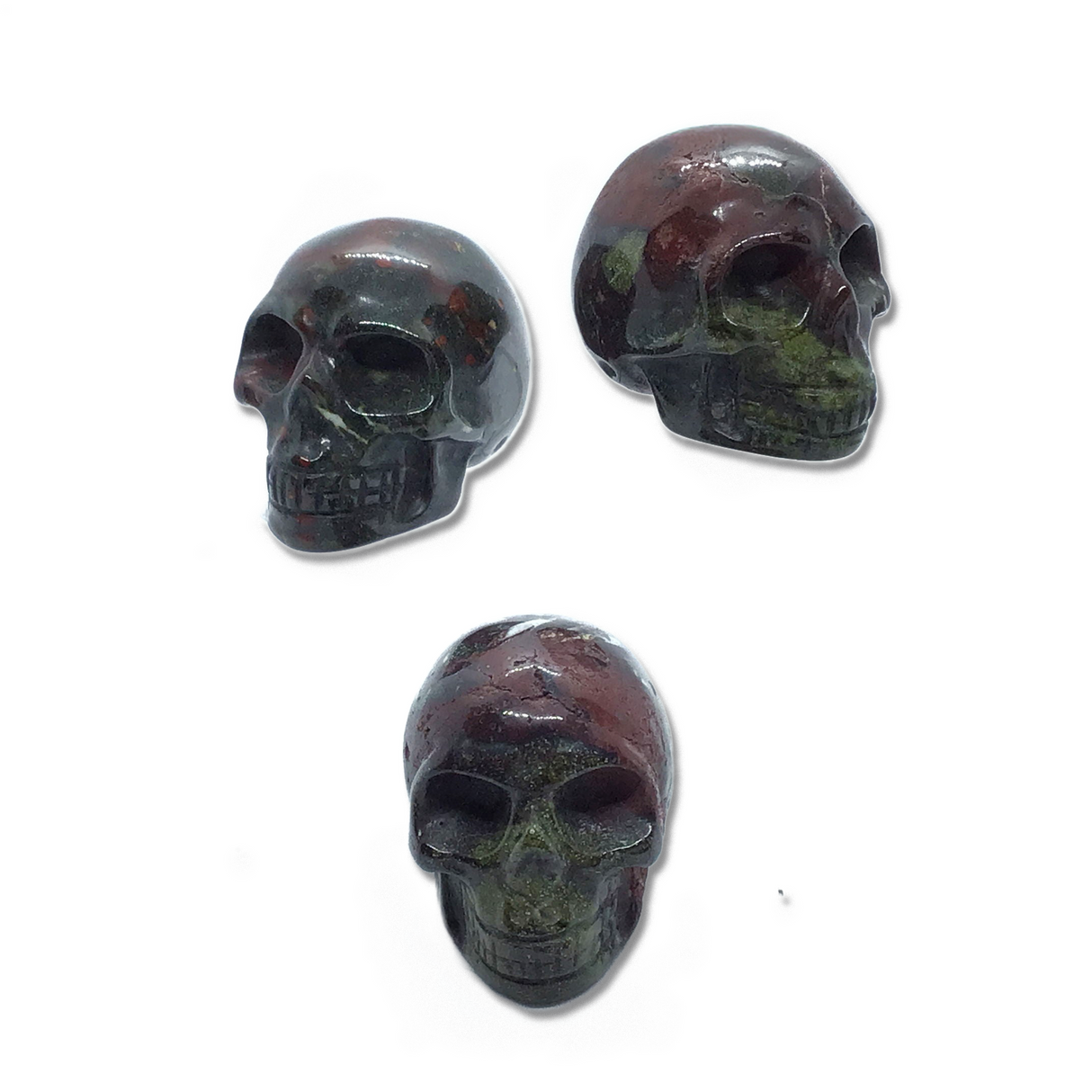 Dragon Bloodstone Skull Carving - 1.2 In Tall - Sold In Singles