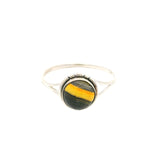 Bumblebee Jasper Cabochon Ring with Silver Design Bezel