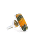 Bumblebee Jasper Cabochon & Faceted Citrine Ring - Adjustable