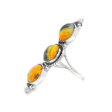 Bumblebee Jasper Trio Cabochon Ring - Bezel Set with Silver Details