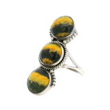 Bumblebee Jasper Trio Cabochon Ring - Bezel Set with Silver Details