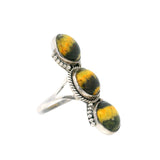 Bumblebee Jasper Trio Cabochon Ring - Bezel Set with Silver Details