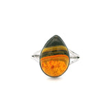 Bumblebee Jasper Cabochon Ring - Bezel Set in Sterling Silver