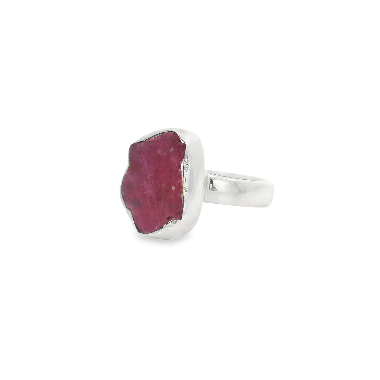 Bague Rubis - Forme Libre Naturelle Sertie Argent Simple Taille 5