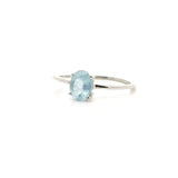 Aquamarine Ring - Faceted Oval Prong Set in Simple 925 Sterling Silver sz9