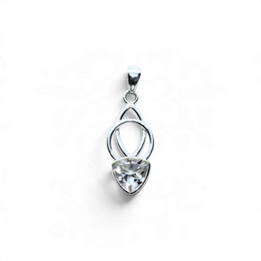 Rare Earth Gallery trillion cut quartz crystal pendant set in a 925 sterling silver oval and round loop design