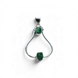 Rare Earth Gallery emerald pendant featuring two rough green freeform stones in 925 sterling silver open settings.