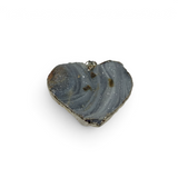 Rare Earth Gallery small heart-shaped druze pendant with grey swirled agate and metallic silver-toned edges