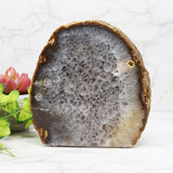 Agate Geode Cut Base with Shades of Gray & Yellow