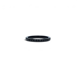 Rare Earth Gallery 2mm titanium ring with black IP plating and a half-band of sparkling black cubic zirconia stones.