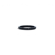 Rare Earth Gallery 2mm titanium ring with black IP plating and a half-band of sparkling black cubic zirconia stones.