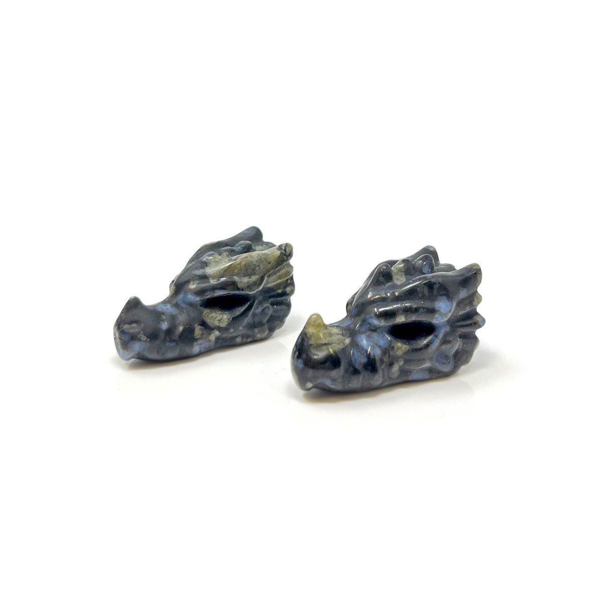 Indigo Gabbro Dragon Skull Carving- Sold in Singles