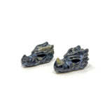 Indigo Gabbro Dragon Skull Carving- Sold in Singles
