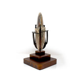 Ammonite Fossil Pair in Custom Pivot Stand with Rust Patina Finish - Rich Sienna Brown Hue with Taupe & White Inclusions