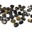 Rare Earth Gallery small blue tigers eye flat stones with natural chatoyant bands in shades of blue and gold