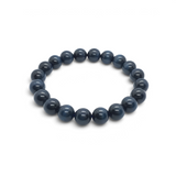 Rare Earth Gallery blue tigers eye beaded bracelet with 12mm polished round gemstone beads on an elastic cord
